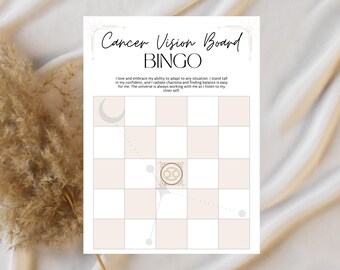 Cancer - Zodiac Vision Board Bingo Card – Printable Digital Download for Manifestation & Inspiration- Empowering Self-Care Tool