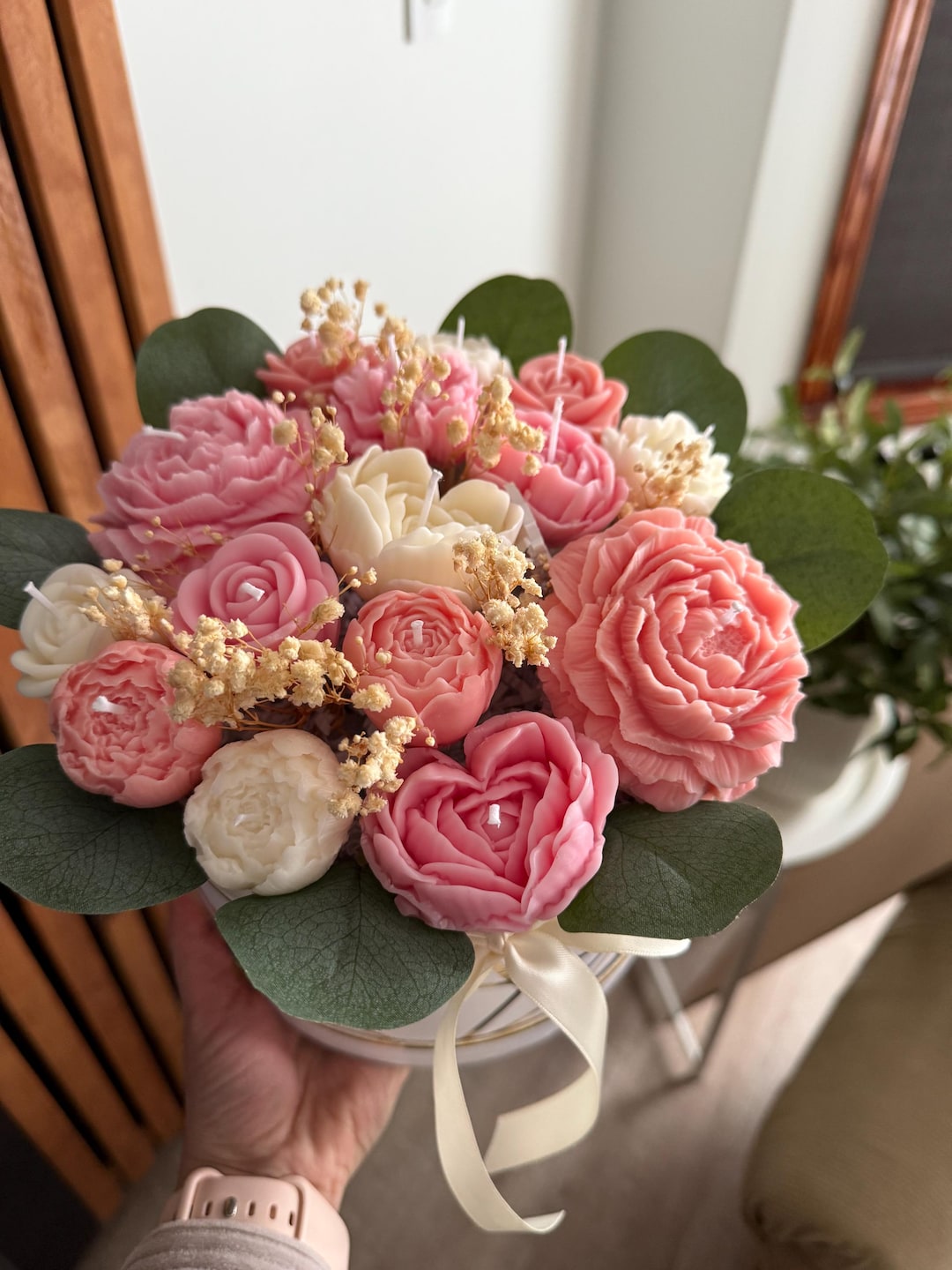 Handmade Soy Wax Flower Candle Bouquet – Romantic Floral Gift for ...