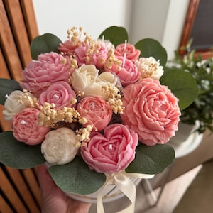 Bouquet de bougies en cire de soja fait main - Cadeau floral romantique pour des occasions spéciales