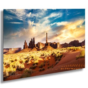 Monument Valley Artwork - Totem Pole Desert Landscape Sunset Print, Southwest Native Style Wall Decor, Home Gift, Tribal Boho Art Poster