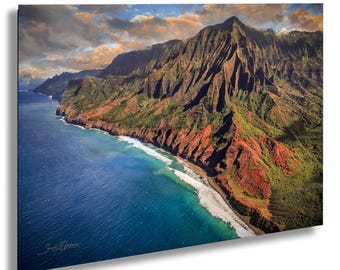 Na Pali Coast, Kauai Aerial Cliffs | Fine Art Photography - Custom Size, Framed Or Unframed