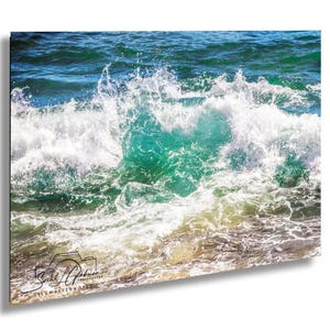 Cabo San Lucas, Estampado de Ola en Forma de Corazón / Decoración Costera Tropical - Lienzo, Metal, Acrílico