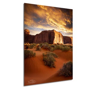 Monument Valley Art - Red Rocks Desert Landscape Sunset Print, Southwest Native Style Wall Decor Gift for Home