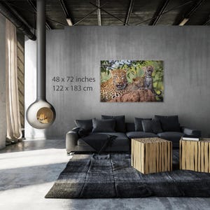 Fotografía familiar de leopardo / Arte mural de safari africano / Lienzo listo para colgar / Varios tamaños: 8x10-24x36 imagen 4