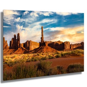 Monument Valley Artwork - Totem Pole Desert Landscape Sunset Print, Southwest Native Style Wall Decor, Home Gift, Tribal Boho Art Poster
