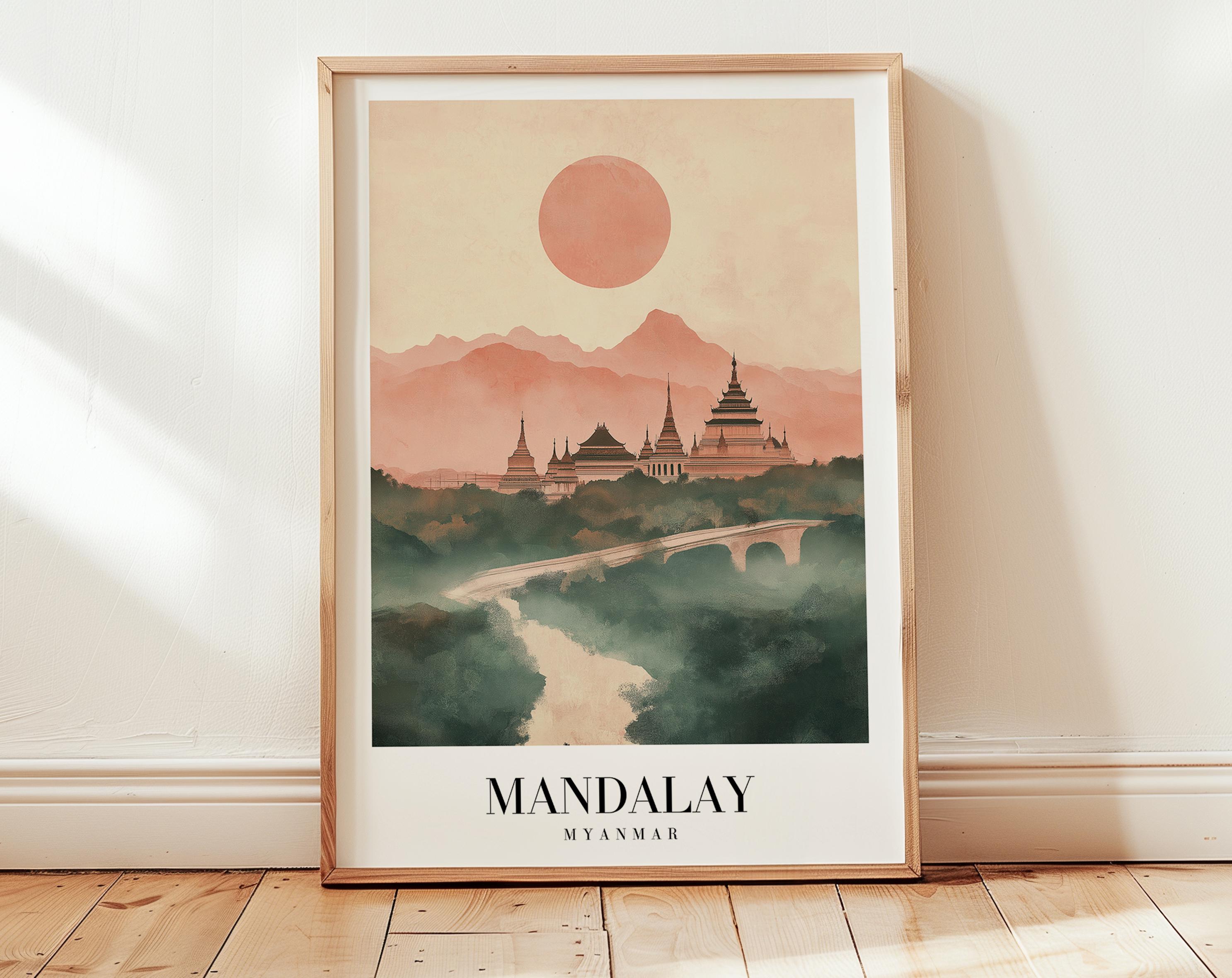 Mandalay Travel Poster, Myanmar Wall Art, Asia Print, Personalized Gift, Birthday Gift, Wedding Gift, Anniversary Gift, Housewarming Present