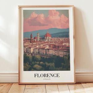 Florence Italy Travel Poster: Vintage Cityscape Art Print