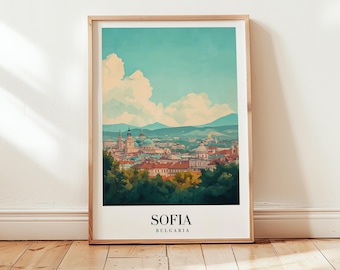 Sofia Bulgaria Travel Poster: Vintage Cityscape Art