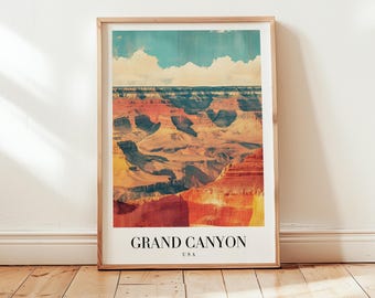 Grand Canyon Poster, Arizona Scenic Landscape Wall Art, USA National Park Travel Print, Desert Southwest Nature Decor