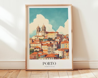 Porto Portugal Travel Poster: Vintage Cityscape Wall Art