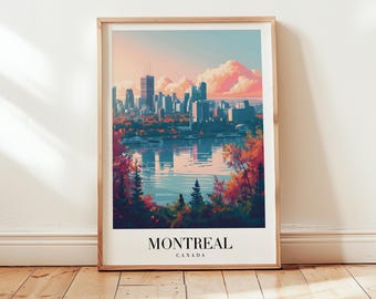 Montreal Travel Poster, Canada Wall Art, Personalized Gift, Minimalist Home Decor, Cityscape Travel Lover, Anniversary Gift Wall Art