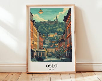 Oslo Norway Travel Poster: Vintage Cityscape Art Print
