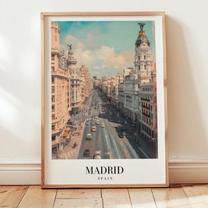 Póster de viaje de Madrid, arte mural de España, regalo personalizado, regalo de cumpleaños, regalo de boda, regalo de aniversario, regalo de inauguración de la casa