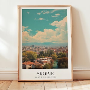 Skopje Travel Poster, North Macedonia Wall Art, Personalized Gift, Birthday Gift, Wedding Gift, Anniversary Gift, Housewarming Present