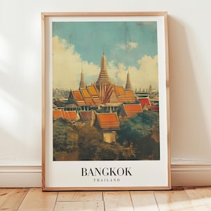Bangkok Travel Poster: Thailand Temple Art Print