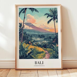 Bali Reise Poster, Indonesien Wandkunst, personalisiertes Geschenk, Geburtstagsgeschenk, Hochzeitsgeschenk, Geburtstagsgeschenk, Einweihungsgeschenk