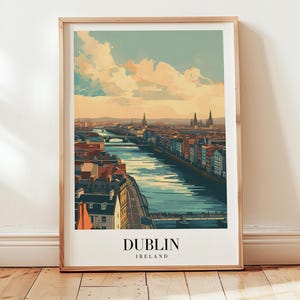 Dublin Reise Poster, Irland Wandkunst, Europa Reisekunst, Retro Reise, ruhiger Vintage Stil Druck, zeitloses Reise Kunstwerk für gemütliche Räume