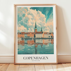 Copenhagen Travel Poster: Vintage Denmark Wall Art