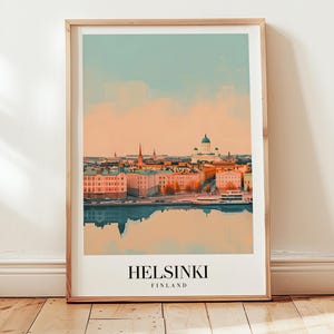 Póster de viaje de Helsinki, arte mural de Finlandia, regalo personalizado, regalo de cumpleaños, regalo de boda, regalo de aniversario, regalo de inauguración de la casa