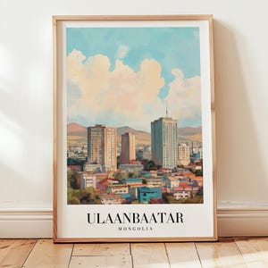 Ulaanbaatar Travel Poster, Mongolia Wall Art, Beautiful Vintage Cityscape, Travel Aesthetic Wall Decor, Travel Art