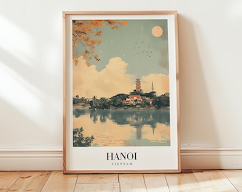 Hanoi Travel Poster, Vietnam Wall Art, Personalized Gift, Birthday Gift, Wedding Gift, Anniversary Gift, Housewarming Present