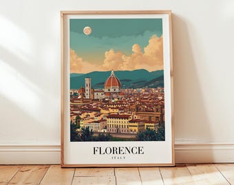 Florence Italy Travel Poster: Vintage Style Wall Art