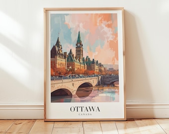 Ottawa Travel Poster, Canada Wall Art, Personalized Gift, Minimalist Home Decor Housewarming Present, Vintage Travel Poster #2