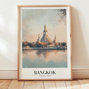 Bangkok Thailand Travel Poster: Vintage Cityscape Art
