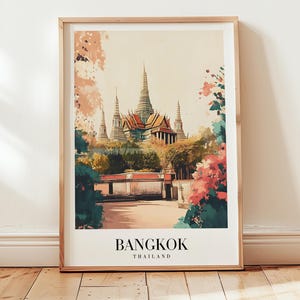 Bangkok Travel Poster: Thailand Wall Art, Vintage Cityscape Print