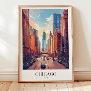 Poster di viaggio di Chicago, arte murale USA, regalo personalizzato, regalo di compleanno, regalo di nozze, regalo di anniversario, regalo di inaugurazione della casa