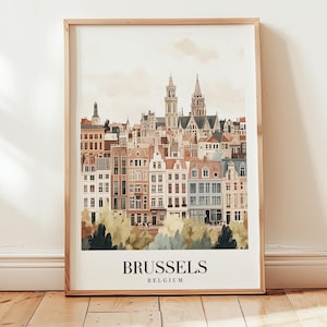 Poster di viaggio di Bruxelles, arte murale del Belgio, regalo personalizzato, regalo di compleanno, regalo di nozze, regalo di anniversario, regalo di inaugurazione della casa