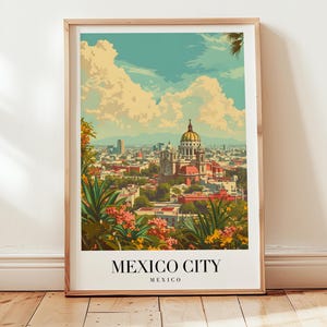 Póster de viaje de la Ciudad de México, arte mural de México, regalo personalizado, regalo de cumpleaños, regalo de boda, regalo de aniversario, regalo de inauguración de la casa