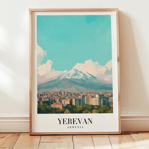 Eriwan Reiseplakat, Armenien Wandkunst, Retro Reise, Gelassener Vintage Stil Druck, Zeitloses Reise Kunstwerk für Gemütliche Räume