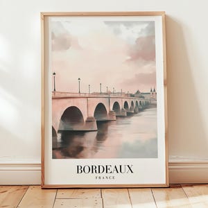 Poster di viaggio di Bordeaux, stampa murale sulla Francia, stampa di paesaggio vintage, idea regalo per avventure, stampa di viaggio panoramica da sogno, decorazione regalo per coppie