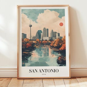 San Antonio Travel Poster, USA Wall Art, San Antonio Texas Travel Print, Birthday Gift, Wedding Gift, Anniversary Gift, Housewarming Present
