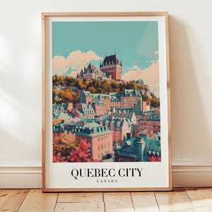 Affiche de voyage dans la ville de Québec, art mural Canada, cadeau personnalisé, cadeau d'anniversaire, cadeau de mariage, cadeau d'anniversaire, cadeau de pendaison de crémaillère