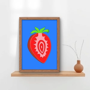Vulva Pop Fruit #2 – Digital Feminist Art Print | Colorful Vulva Illustration | Body Positive Wall Art