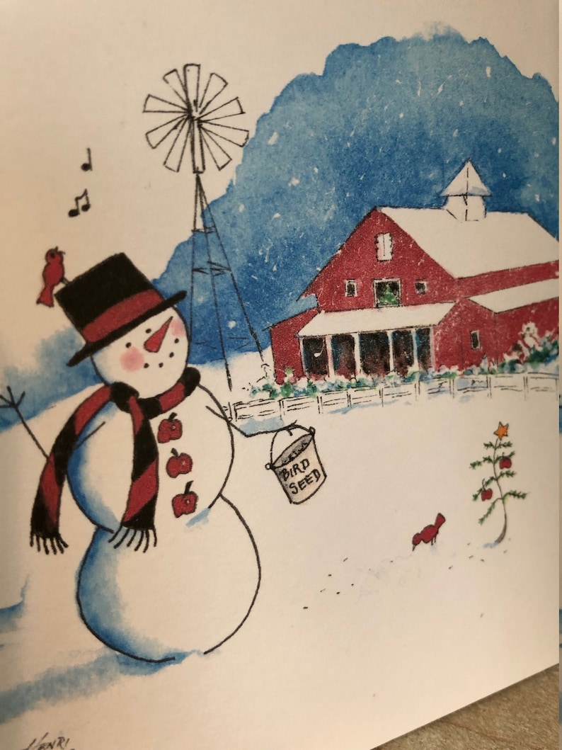 Red Barn Christmas Note Cards