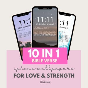 Bible Verse Wallpaper Background, 10 Pack, Lockscreen Phone Wallpaper, Love Wallpaper, Strength Wallpaper, Android iOS, iPhone Faith