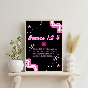 Preppy Faith Prints James 1: 2-4 Wandkunst