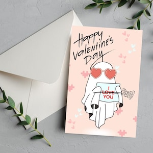 Ghost Valentine&#39;s Day Card, Cute Ghost Card, Funny Valentine Card, Spooky Valentine, I Love You Card, Boo Card