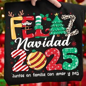 Feliz Navidad Png, Christmas 2025 Png, Navidad Familiar Png, Spanish Christmas, Holiday Sublimation, Xmas Shirt Png, Digital Download