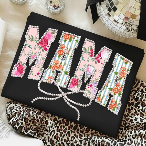 Floral Mama Png, Mothers Day Png, Pearl Mama Png, Grandmillennial Mama Png, Rose Floral Mama Png, Coquette Bow Png, Digital Download