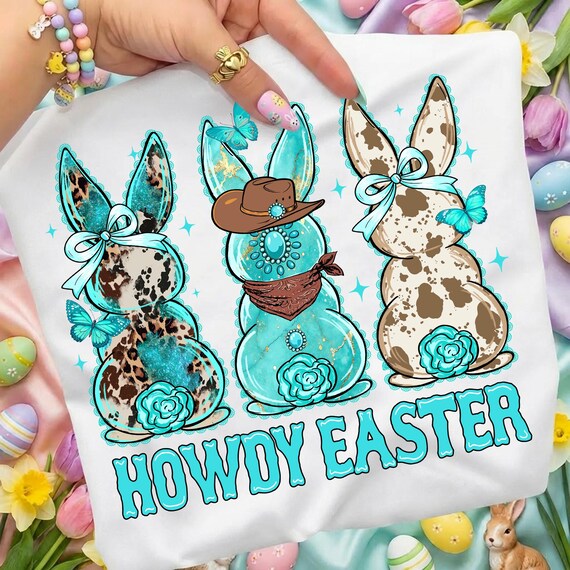 Howdy Easter Png, Western Easter Png, Leopard Bunny Png, Bunny Png, Cowboy Bunny Png, Coquette Bow Png, Preppy Easter Png, Download