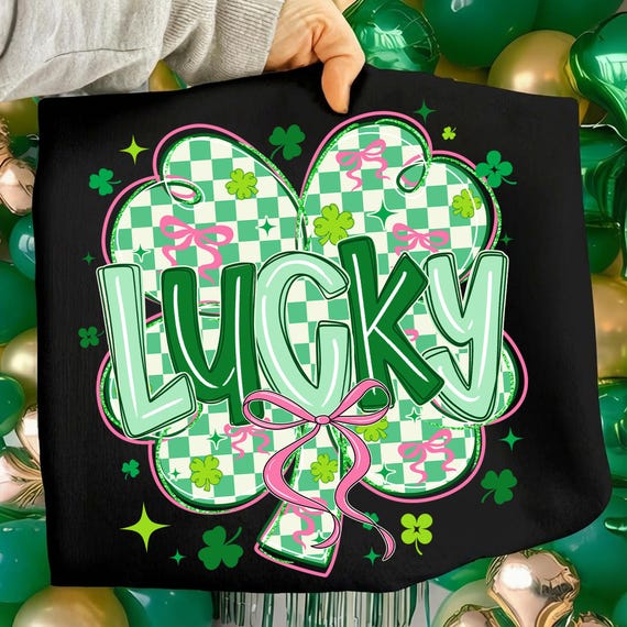 Lucky St Patrick's Day Coquette Png, Lucky Shamrock Png, St Patricks day png, Lucky png, St Patrick, St Pattys day png, Blessed Vibes Png