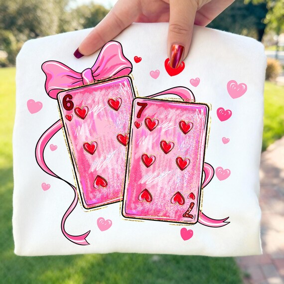 Playing Cards Valentine 6 7 PNG, Playing Cards Png, Coquette Bow Heart Png, Lucky In Love Sublimation, Preppy Valentine, Digital Download