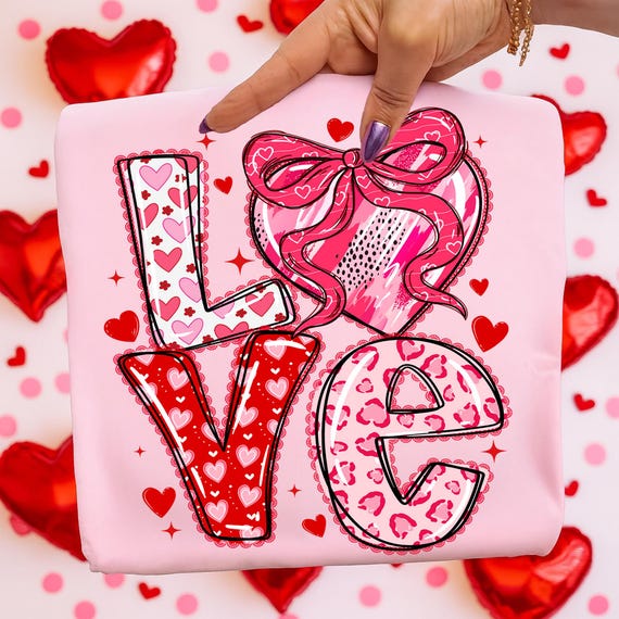 Valentine's Day love PNG Preppy Coquette Valentine PNG Valentine Bow Digital Download Pink Red Sublimation Design, XO Png
