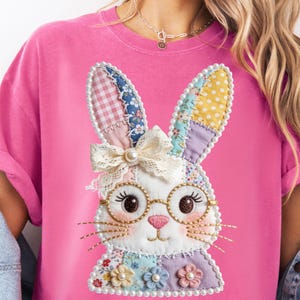 Patchwork Easter Bunny Png, Easter Png, Gingham Easter Bunny Png, Pearl Bunny Png, Lace Bow Easter Png, Digital Download