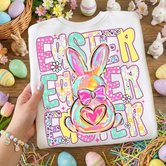 Happy Easter Png, Easter Bunny Png, Preppy Easter Png, Brushstroke Easter Png, Coquette Bow Png, Easter Day Png, Easter Sublimation Png