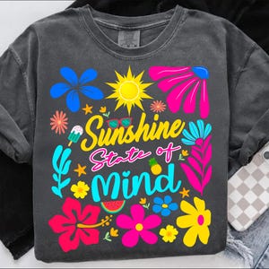 Sunshine State Of Mind PNG, Trendy Summer Png, Sunshine Png, Preppy Summer Design Png, Beach png design Retro Flowers Summer Sublimation